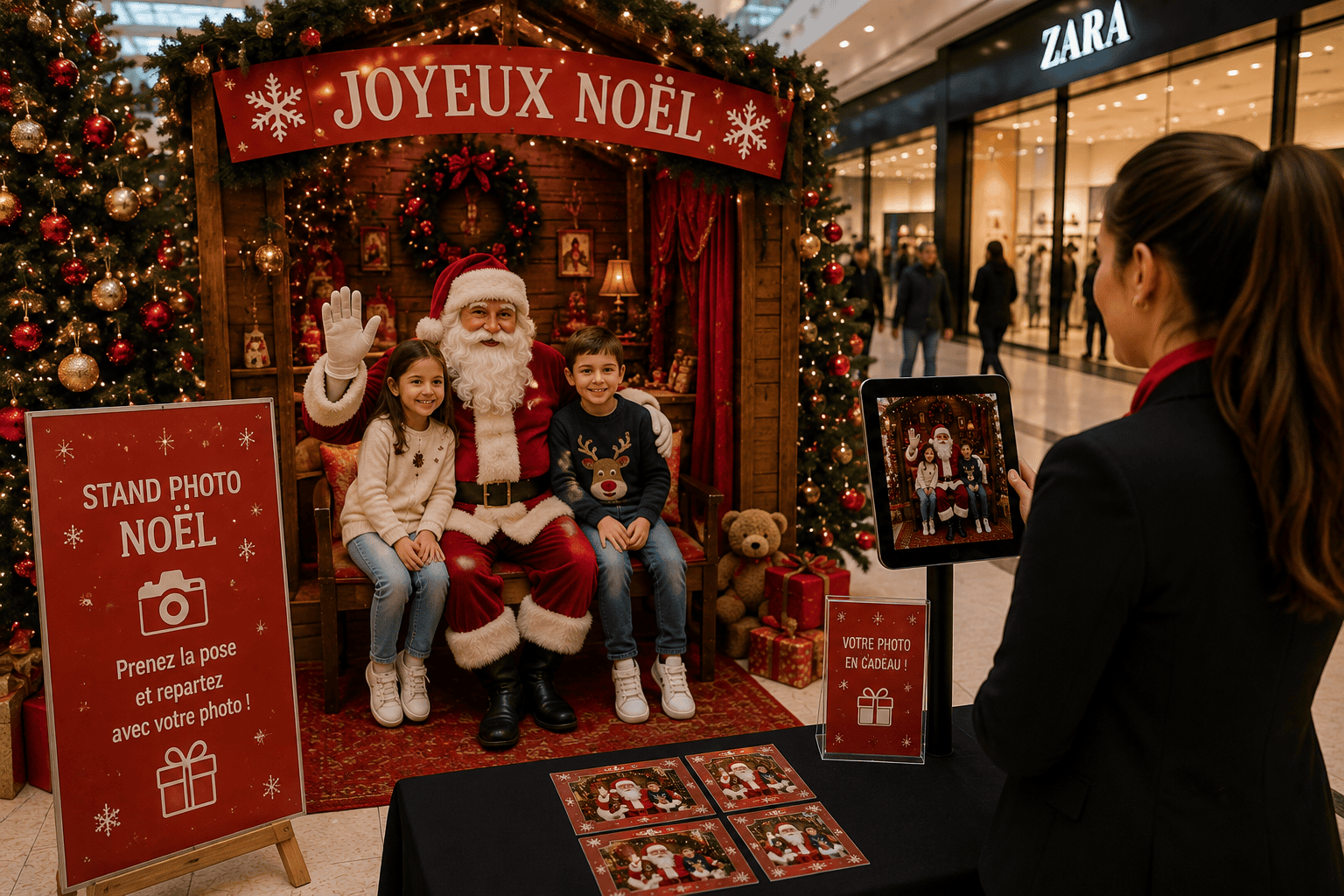 Père Noël et animation de Noël en centre commercial à Paris et en Île-de-France