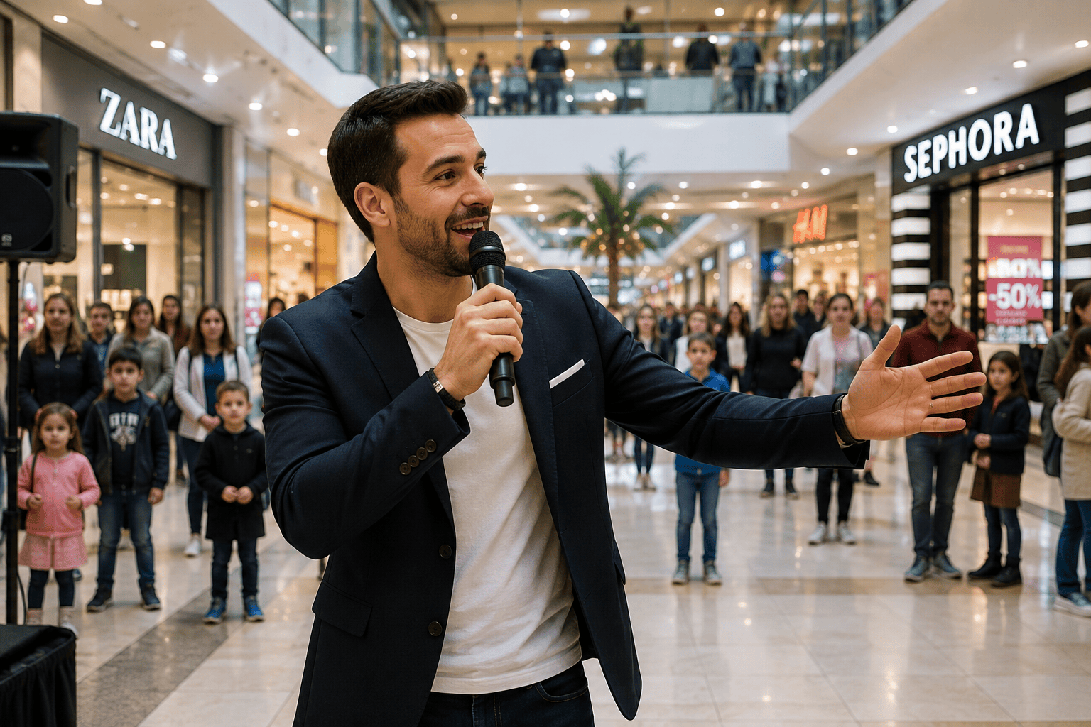 Animateur micro en centre commercial à Paris et en Île-de-France - Sacha Events