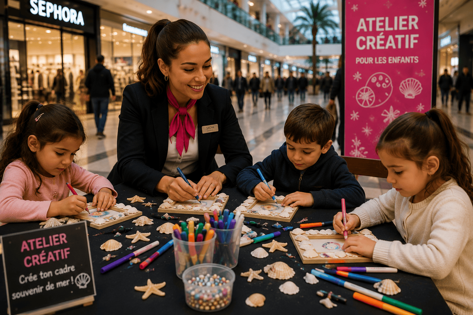 Atelier créatif pour animation commerciale familiale en centre commercial à Paris et en Île-de-France - Sacha Events