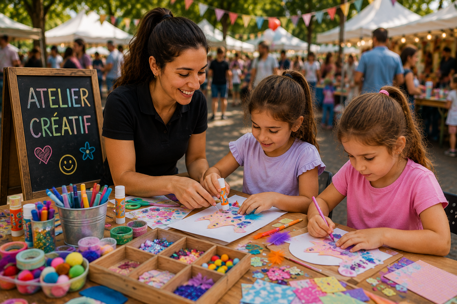 Atelier créatif pour enfants pendant un Arbre de Noël d'entreprise