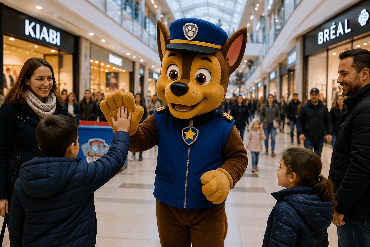 Mascotte et déambulation pour animation commerciale en centre commercial à Paris et en Île-de-France - Sacha Events