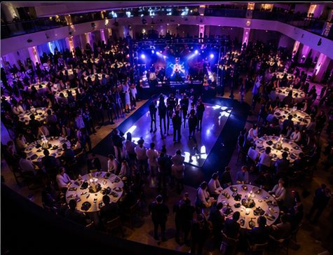 Réception vue en hauteur pour illustrer les prises de vue drone d'une Bar Mitzvah à Paris