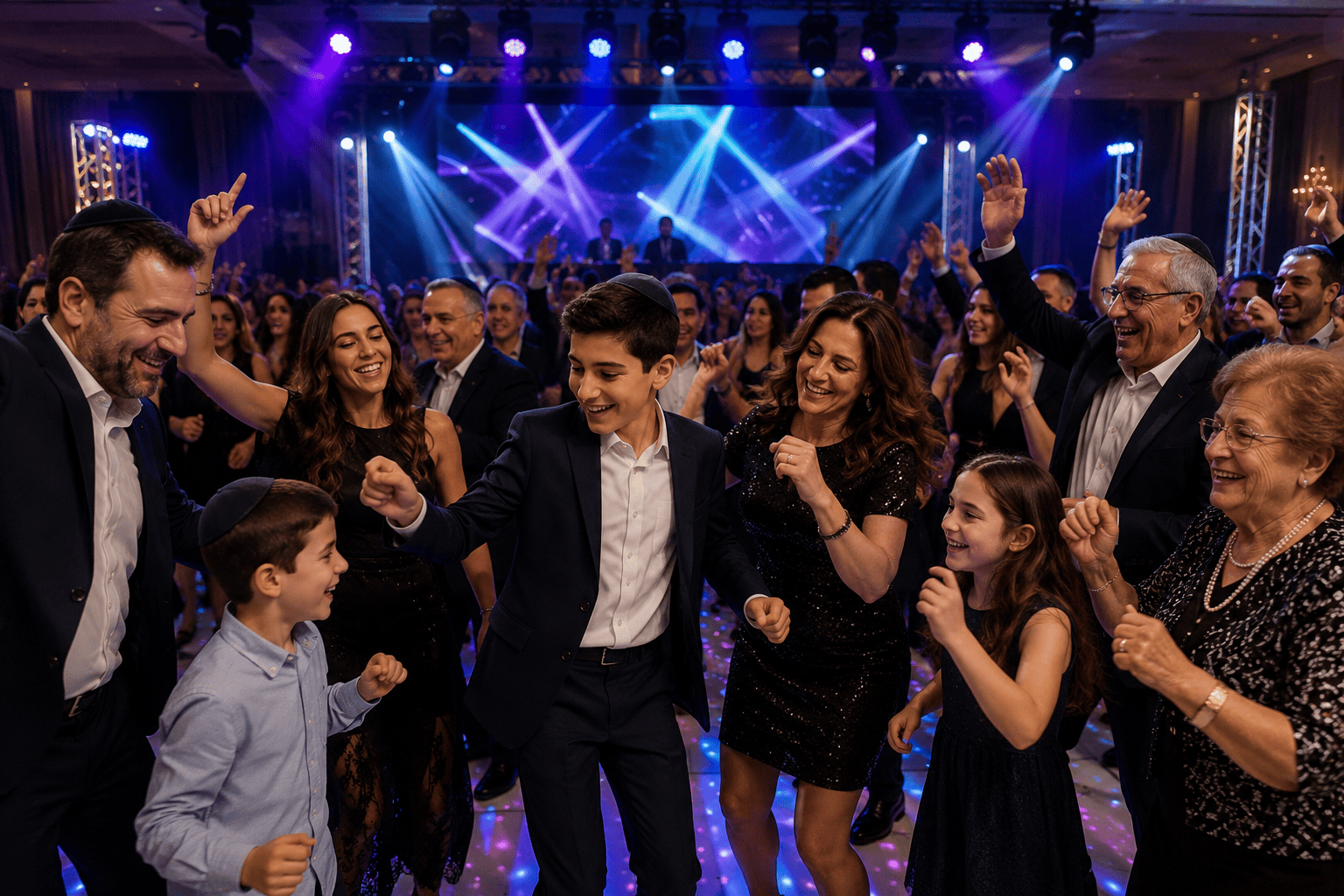 Bar Mitzvah dansant avec des invités de toutes les générations sur le dancefloor à Paris