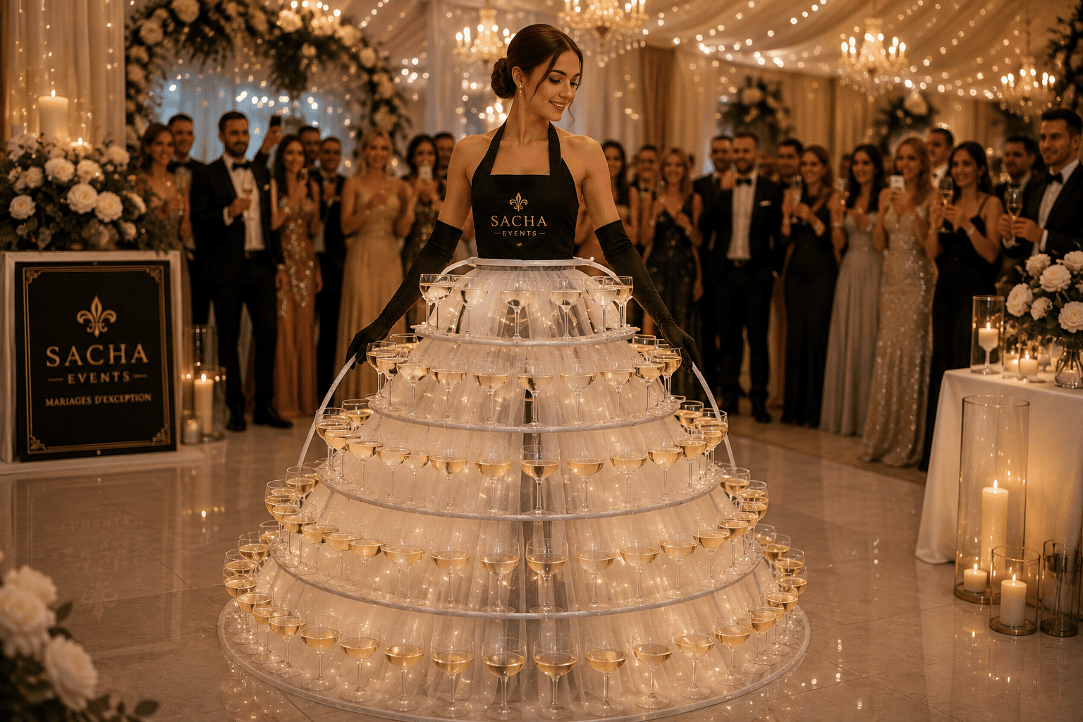 Robe porte-champagne pour mariage à Paris et en Île-de-France