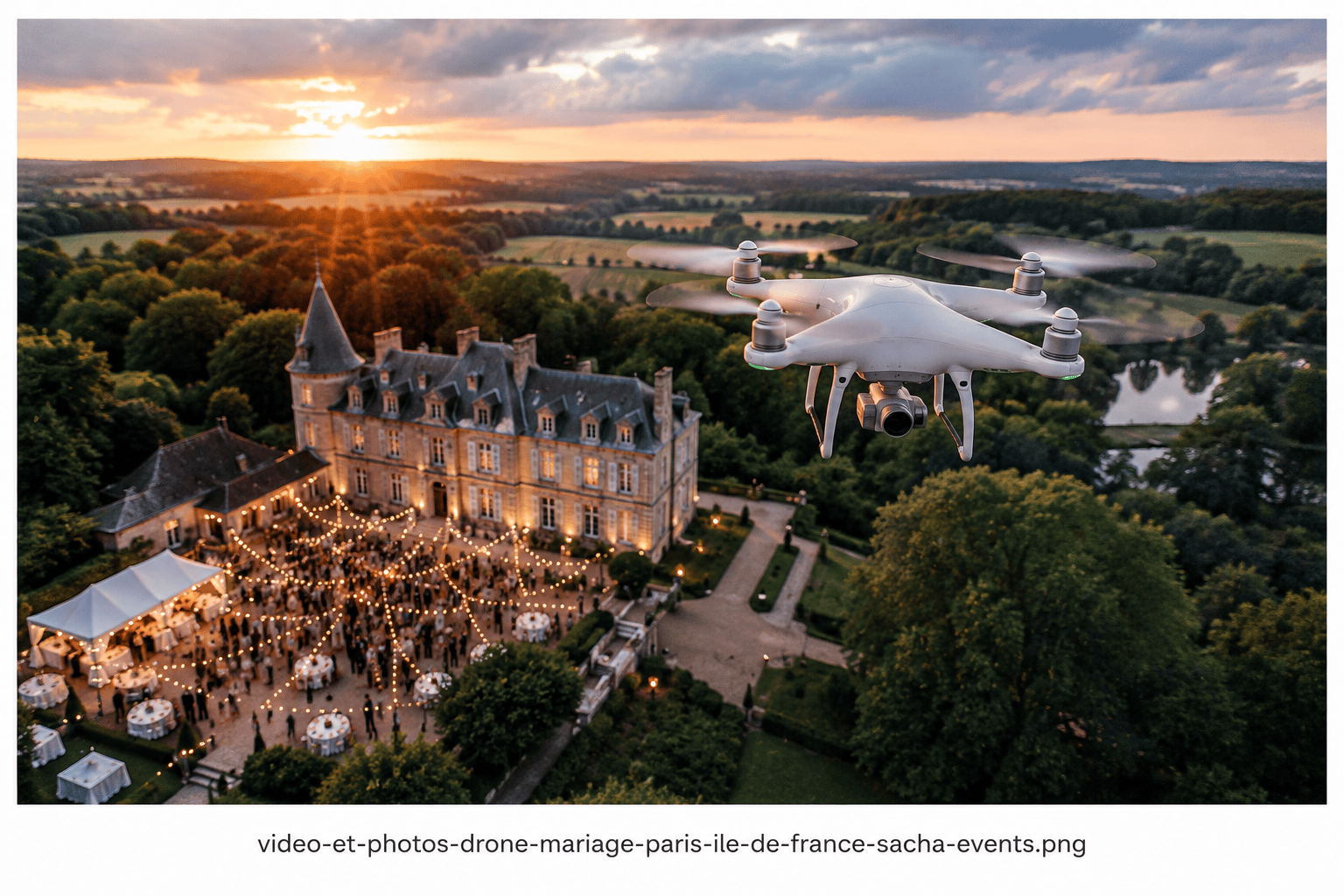 Photo et vidéo drone pour mariage à Paris et en Île-de-France