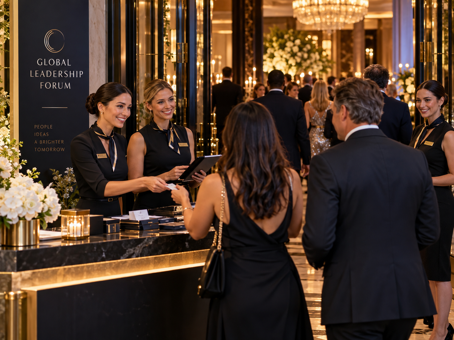 Accueil des invités lors d'une soirée d'entreprise à Paris